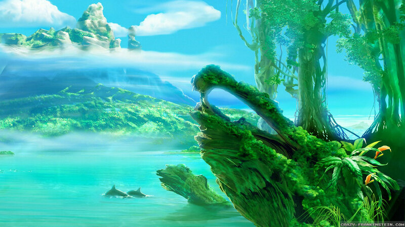 Dolphins in Turquoise Water — Green