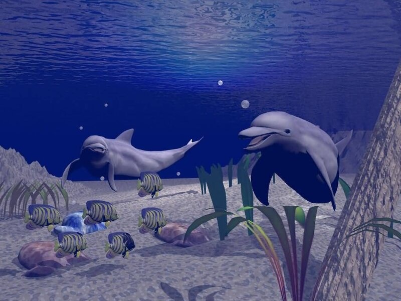 Dolphins in Underwater Scene — Blue