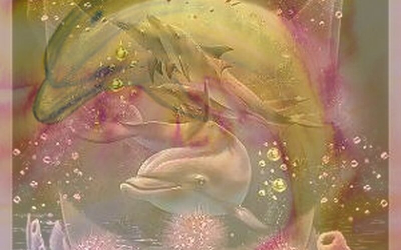 Dolphins in underwater scene