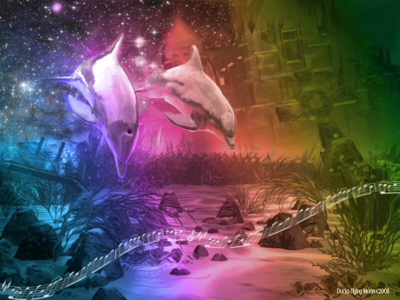 Dolphins in Water — Purple