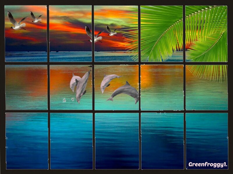 Dolphins Jumping in Ocean — Blue, Serene, Sunset