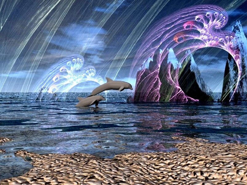 Dolphins Jumping in Ocean — Blue