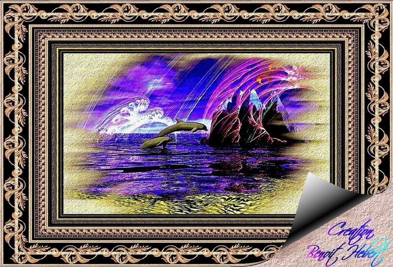 Dolphins Jumping in Ocean — Purple