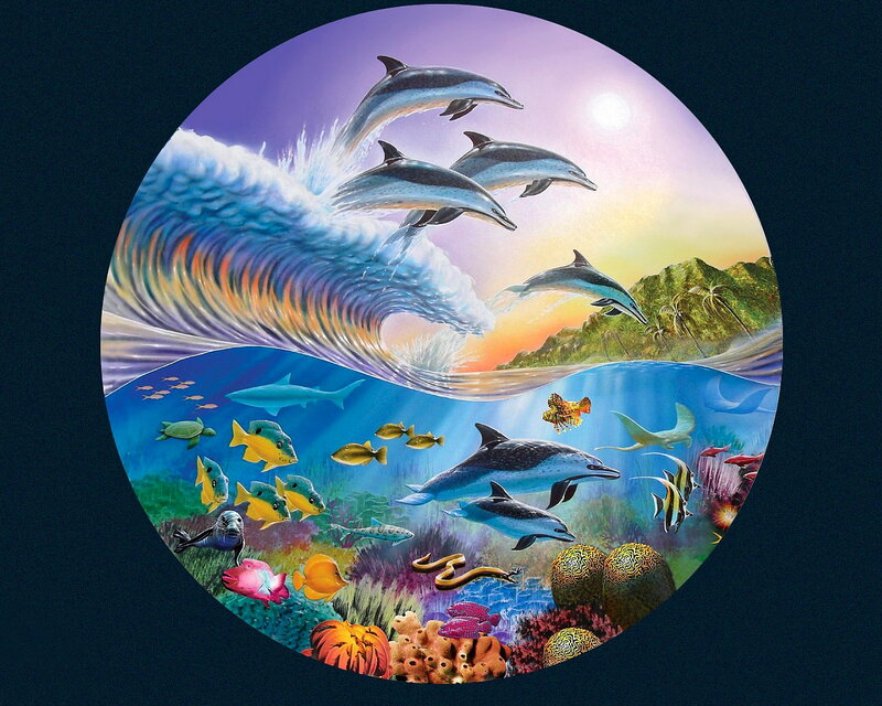 Dolphins Jumping Waves