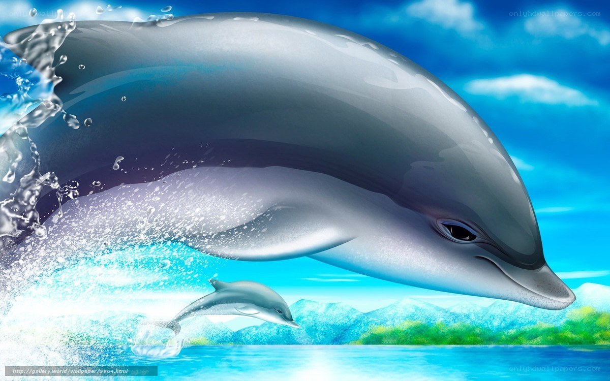Dolphins leaping in the ocean