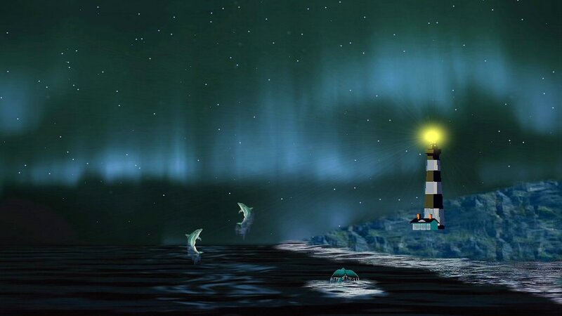 Dolphins Near Lighthouse — Green