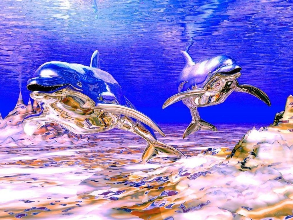 Dolphins swimming underwater