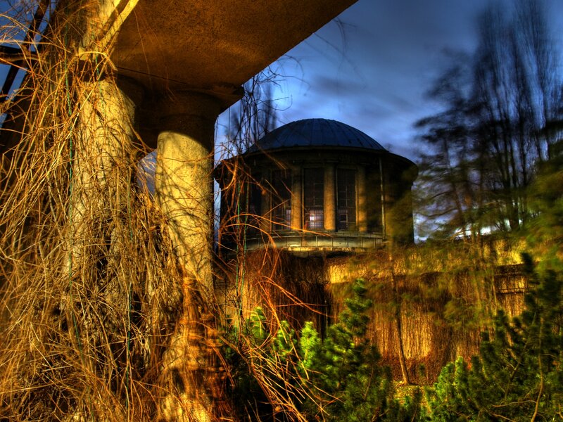 Dome Building under Bridge