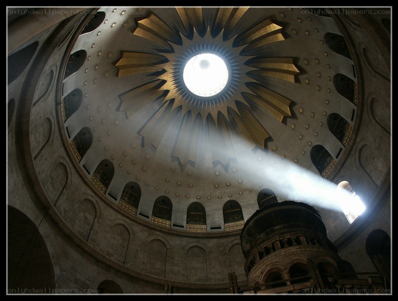 Dome interior with light beam