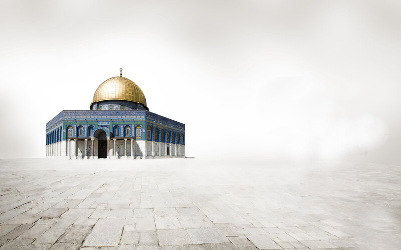 Dome of the Rock — White, Serene, Photograph