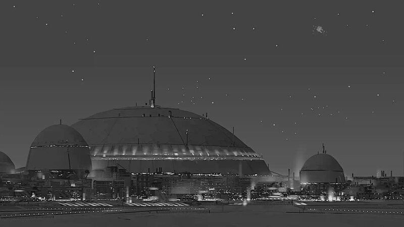 Dome-shaped Buildings at Night
