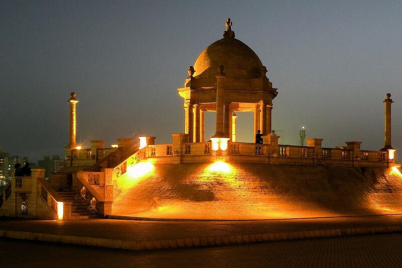 Dome Structure at Night — Yellow