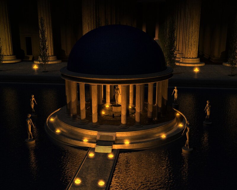 Dome temple in water