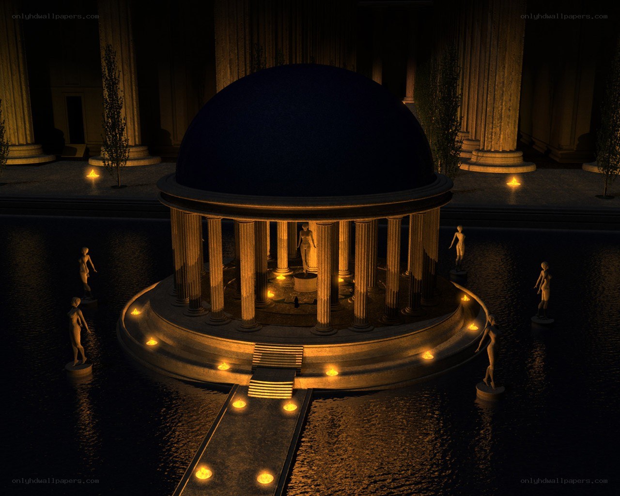 Dome temple in water