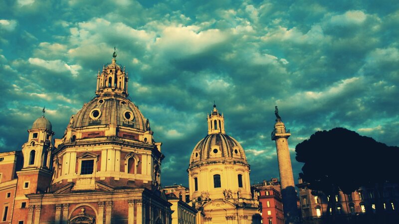 Domes and Column in Rome — Blue