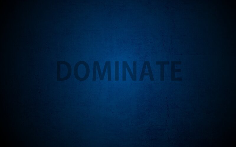dominate text on blue background