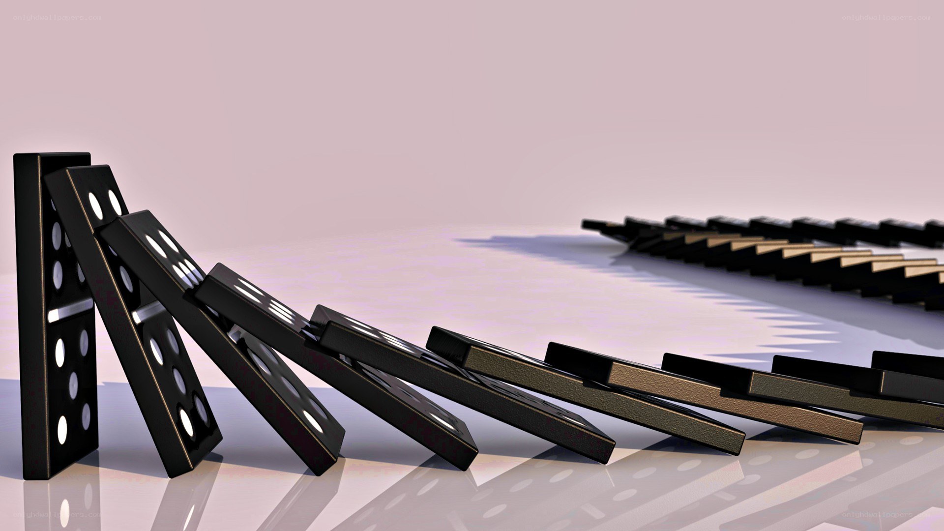 dominoes falling in chain reaction