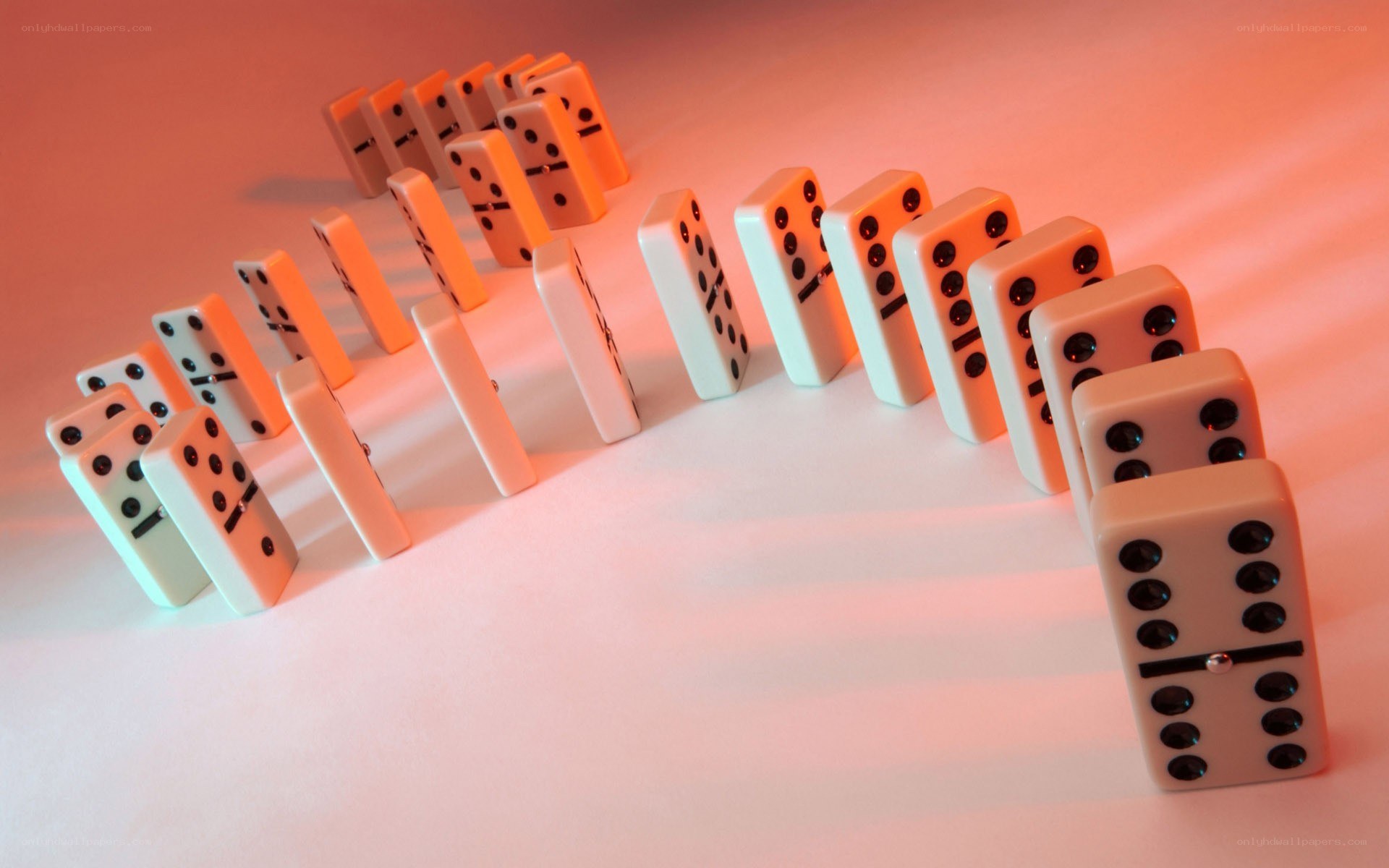 dominoes in a line