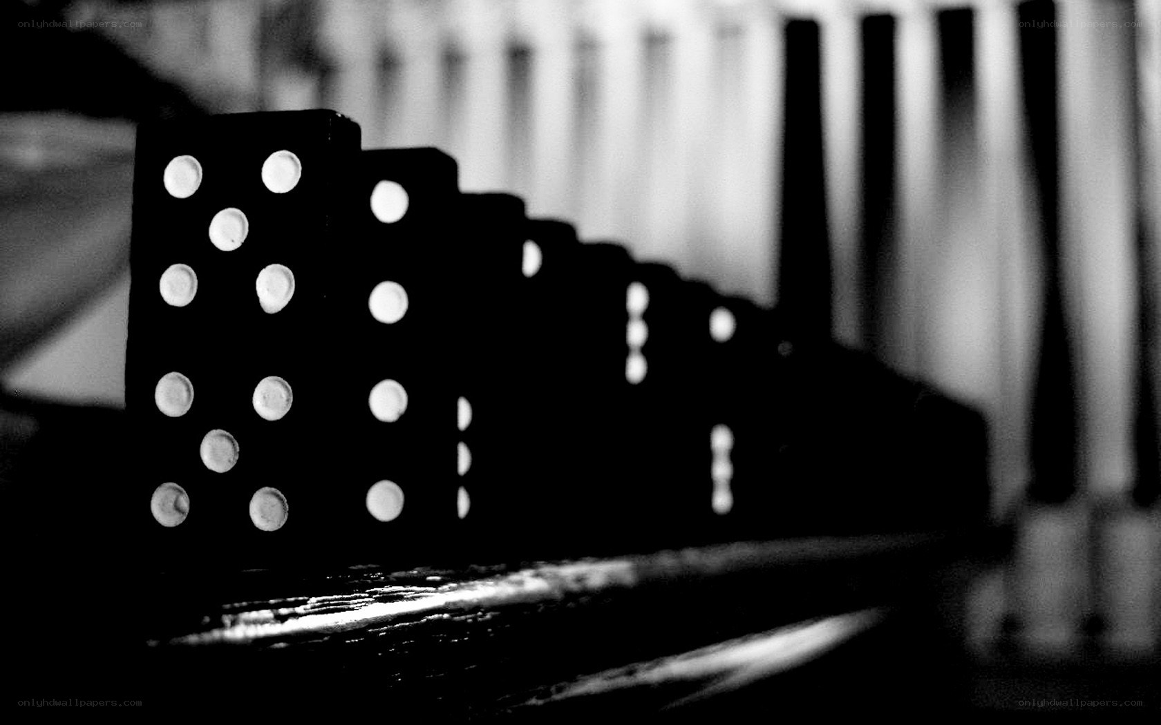 dominoes in a line