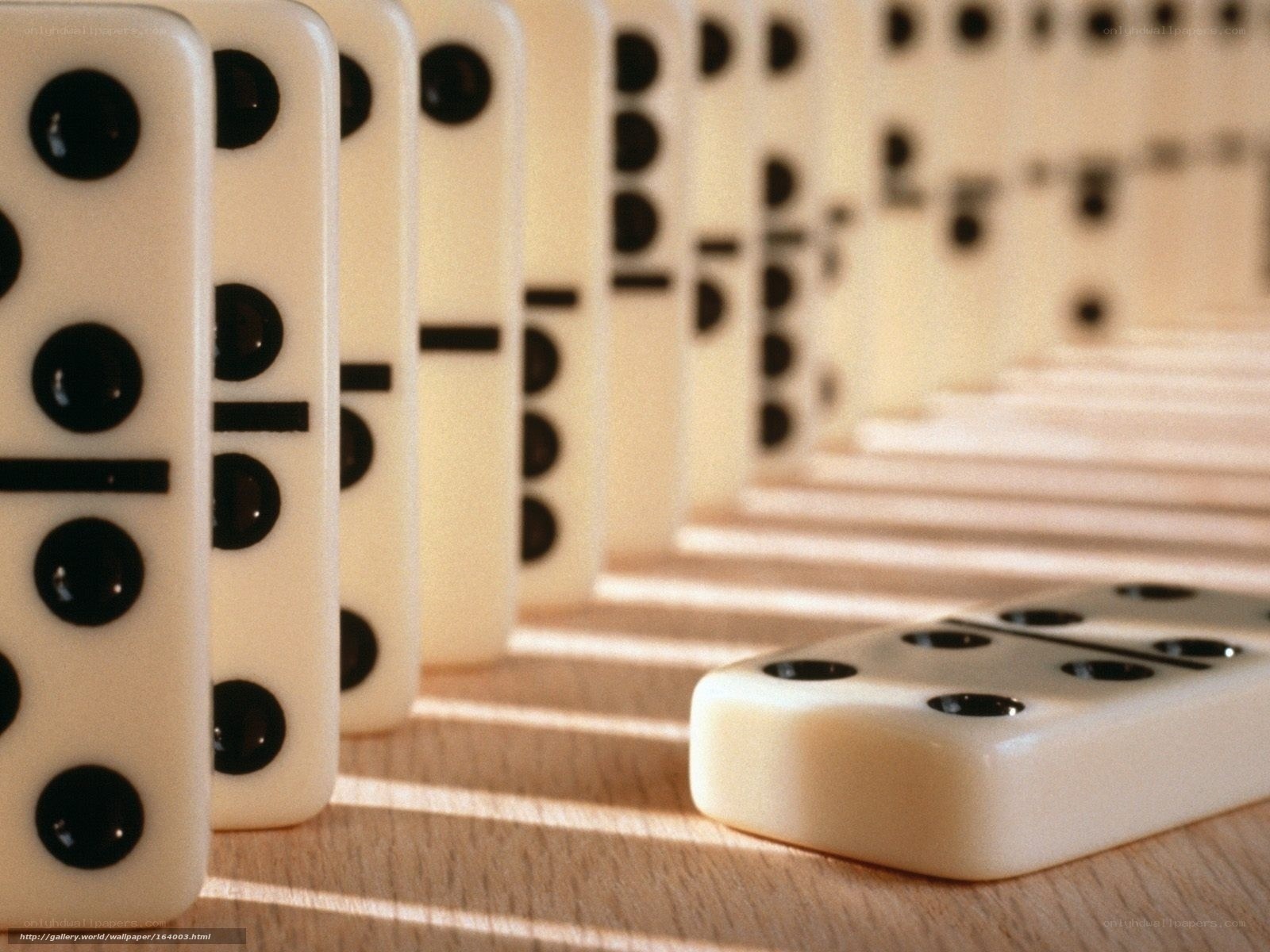 dominoes in a line