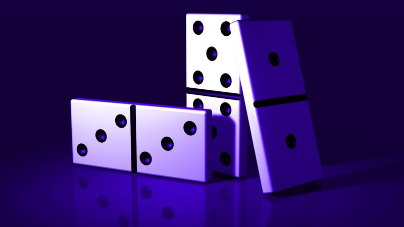 Dominoes on Reflective Surface — Purple