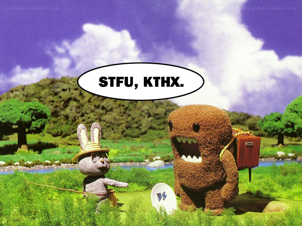 Domo and a rabbit in a field
