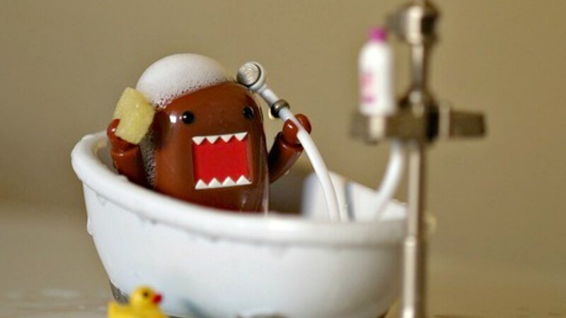 Domo Character in Bathtub