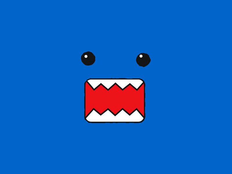 Domo character on blue background