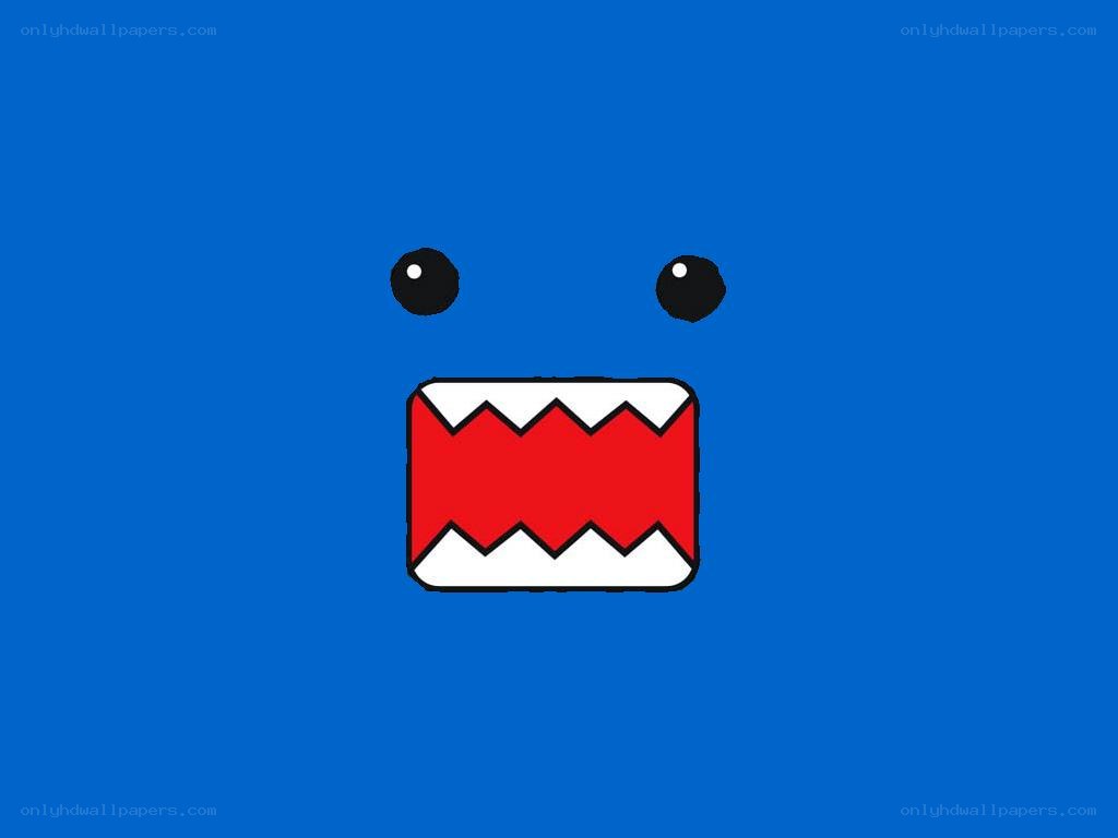 Domo character on blue background