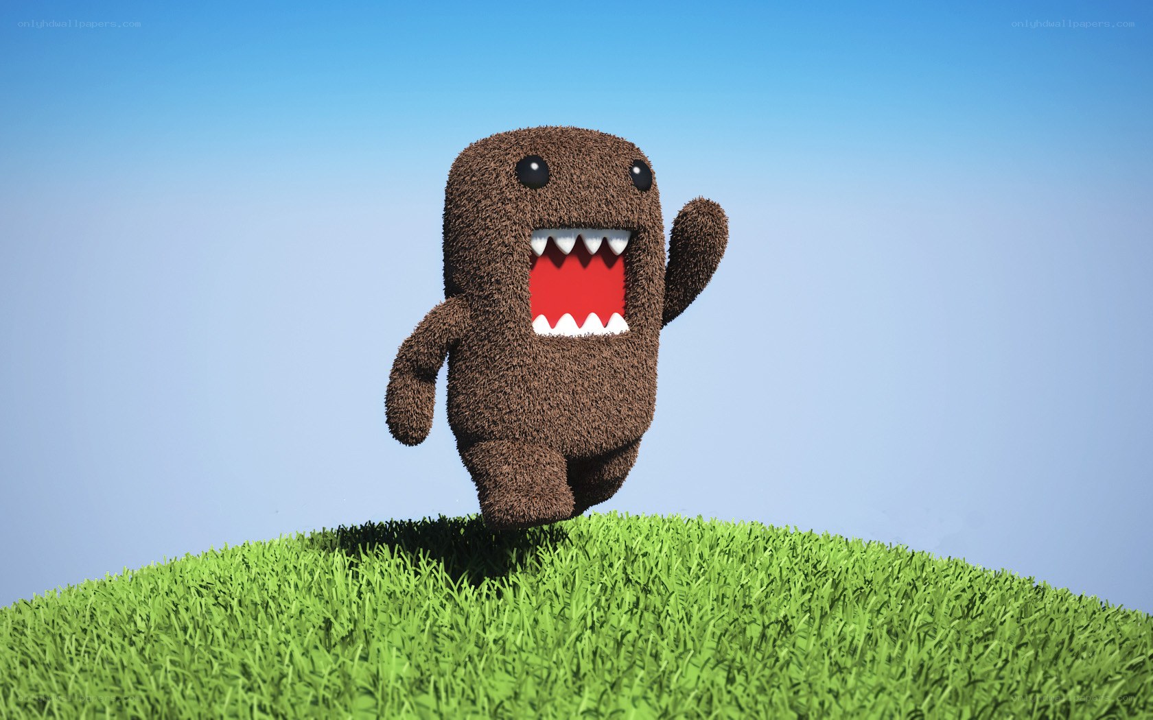 Domo character on grassy hill
