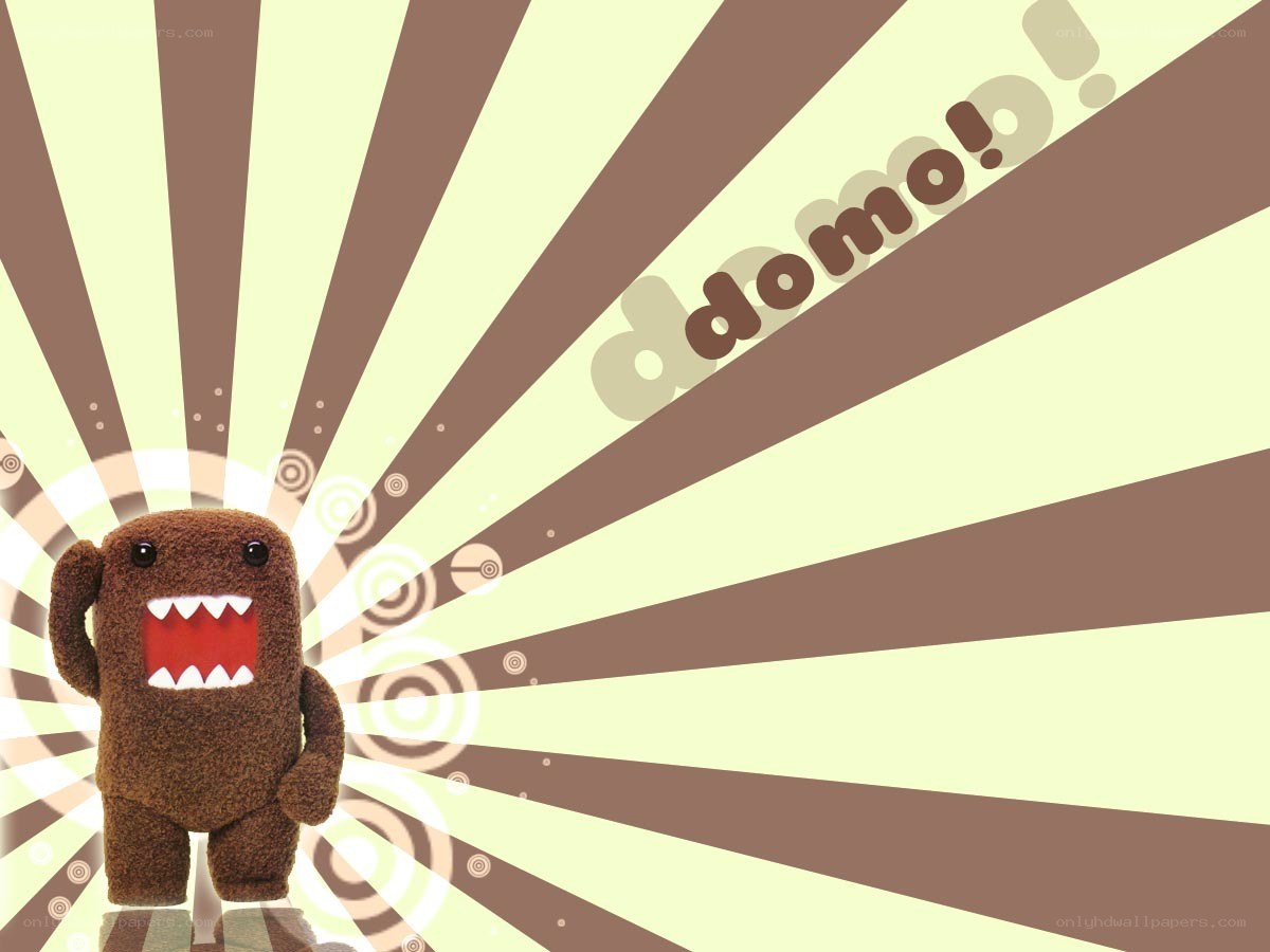 Domo character on striped background
