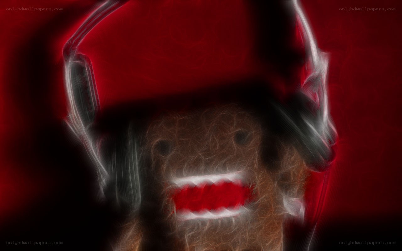 Domo character with headphones