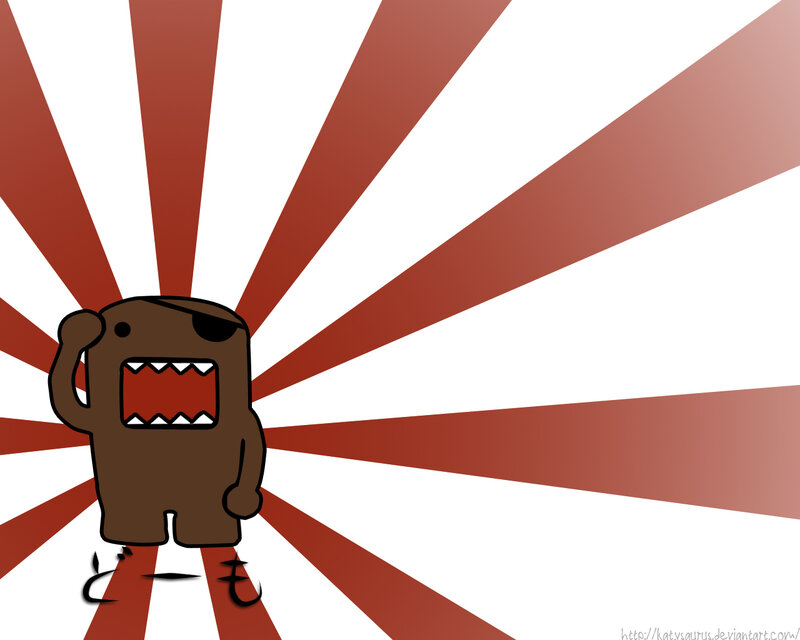 Domo character with sunburst background