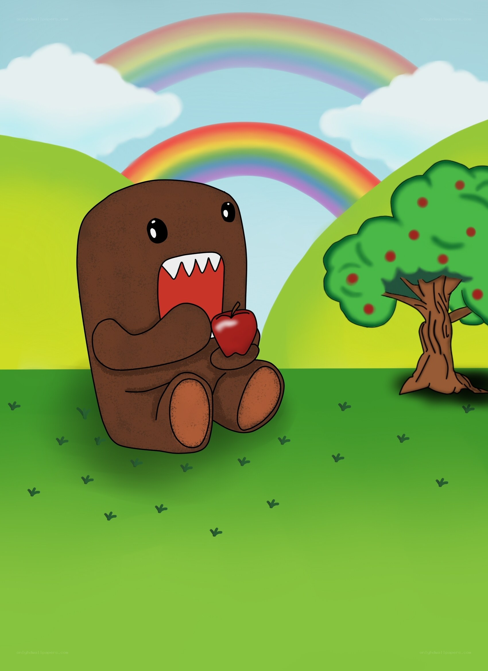 Domo eating an apple