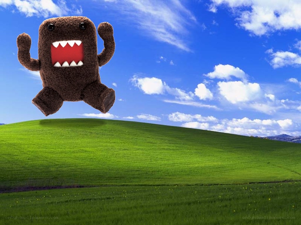 Domo-kun on a green hill