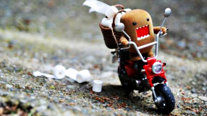 Domo-kun on Motorcycle — Brown