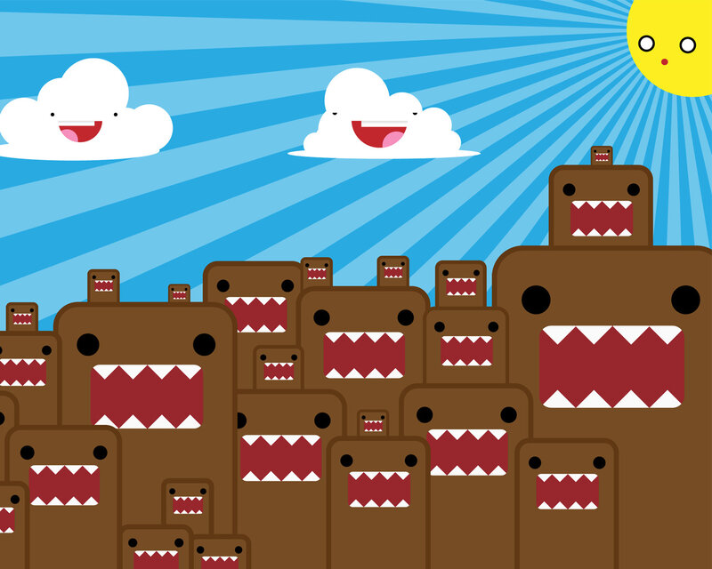 Domo monsters in sunny sky