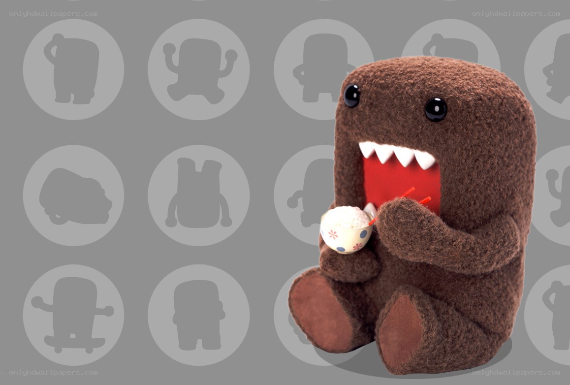 Domo plush eating rice