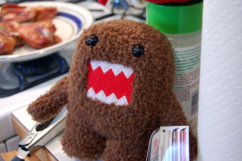 Domo plush toy on kitchen counter
