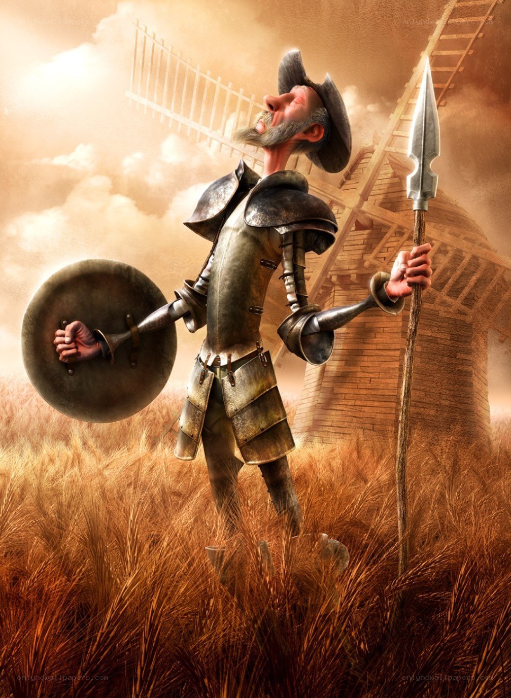 Don Quixote in a wheat field