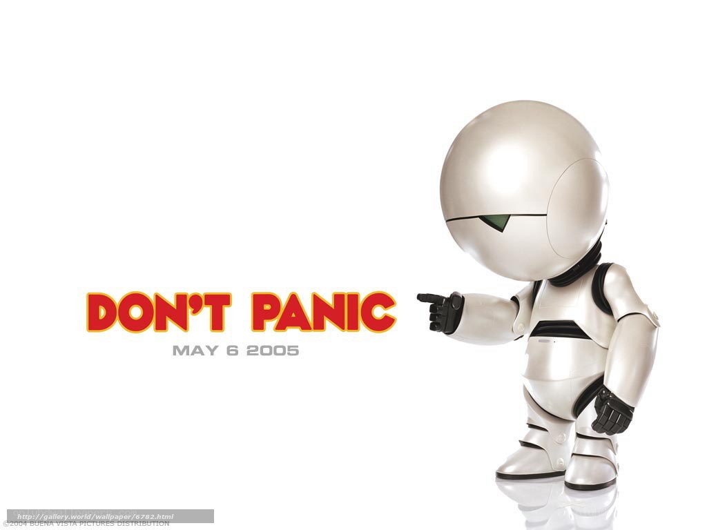 Don't Panic robot poster
