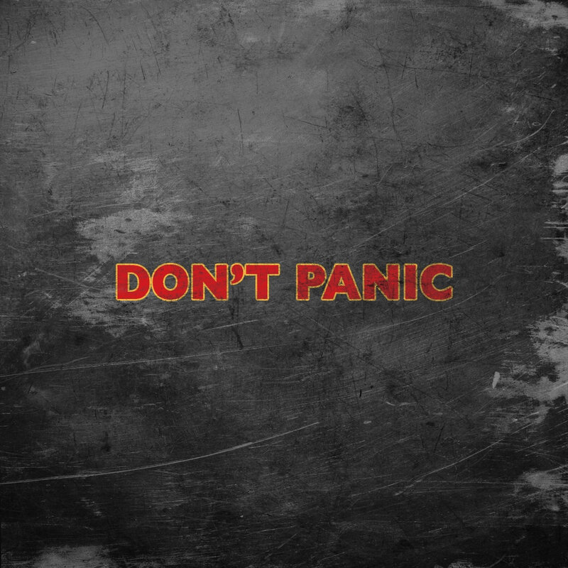 Don't Panic text on textured background