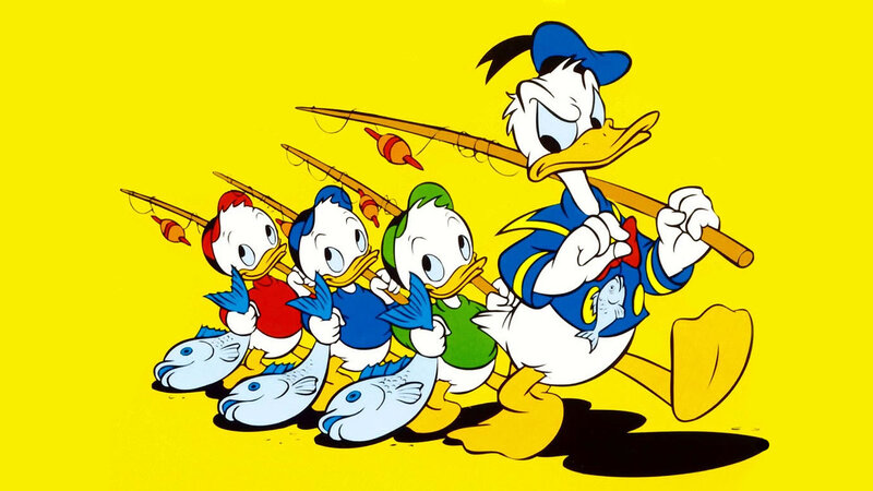Donald Duck and nephews fishing