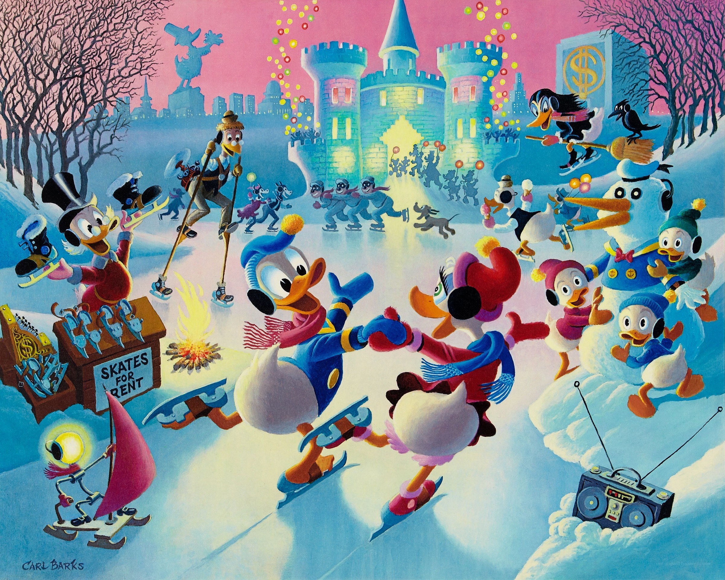 Donald Duck ice skating party
