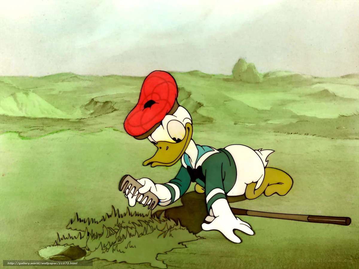 Donald Duck on a golf course