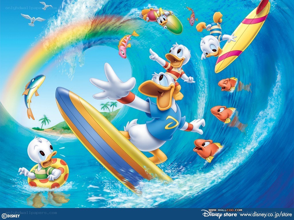 Donald Duck surfing adventure