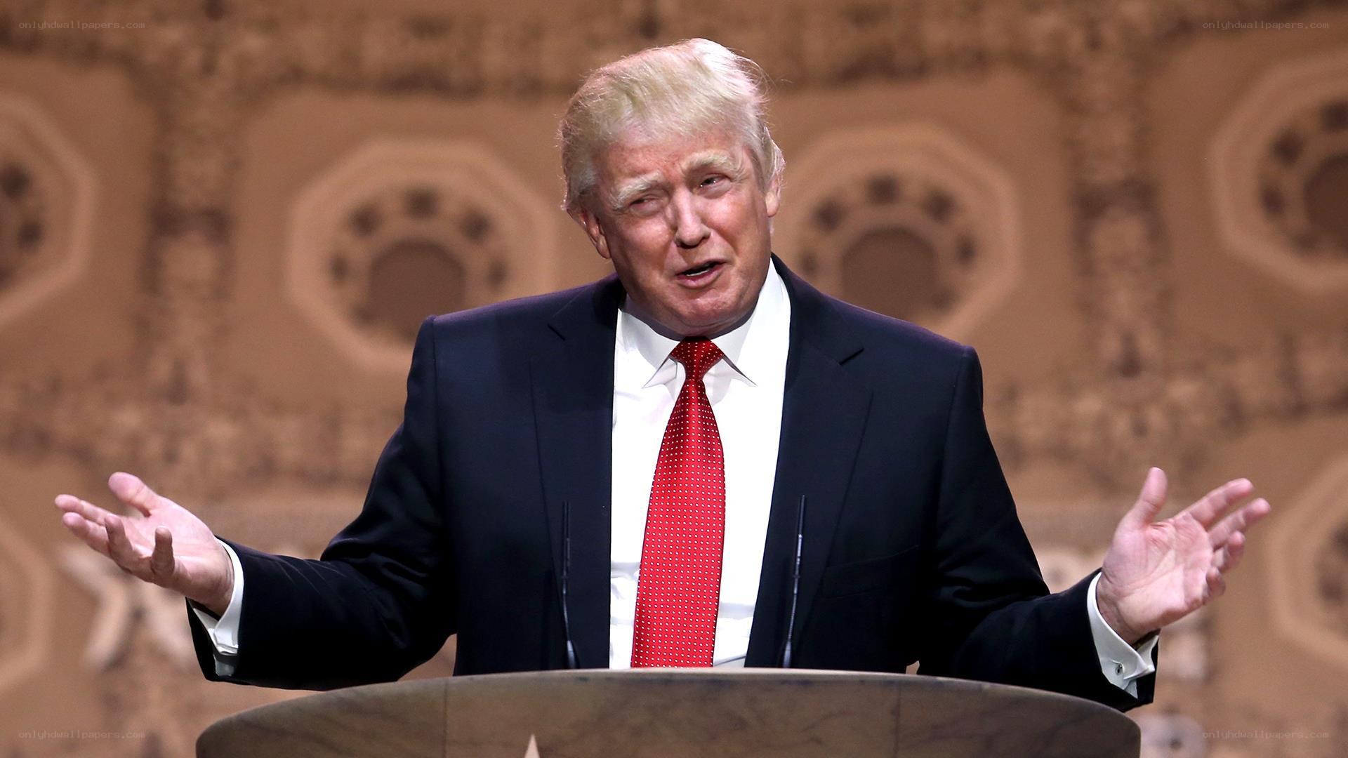 Donald Trump speaking at podium