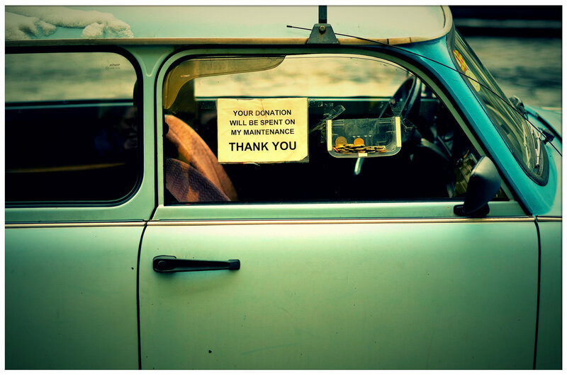 Donation Sign in Car