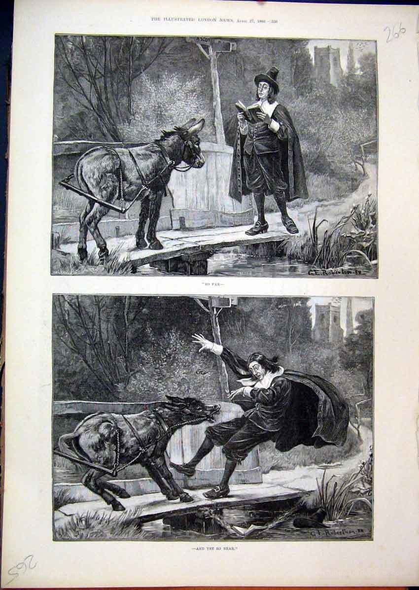 Donkey and Man on Bridge