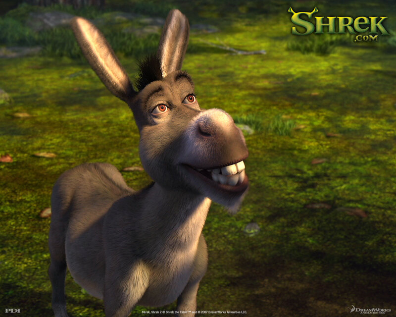 Donkey Character in Grass — Green
